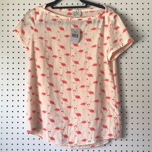 Kate Spade Pink Flamingo Blouse Size 4